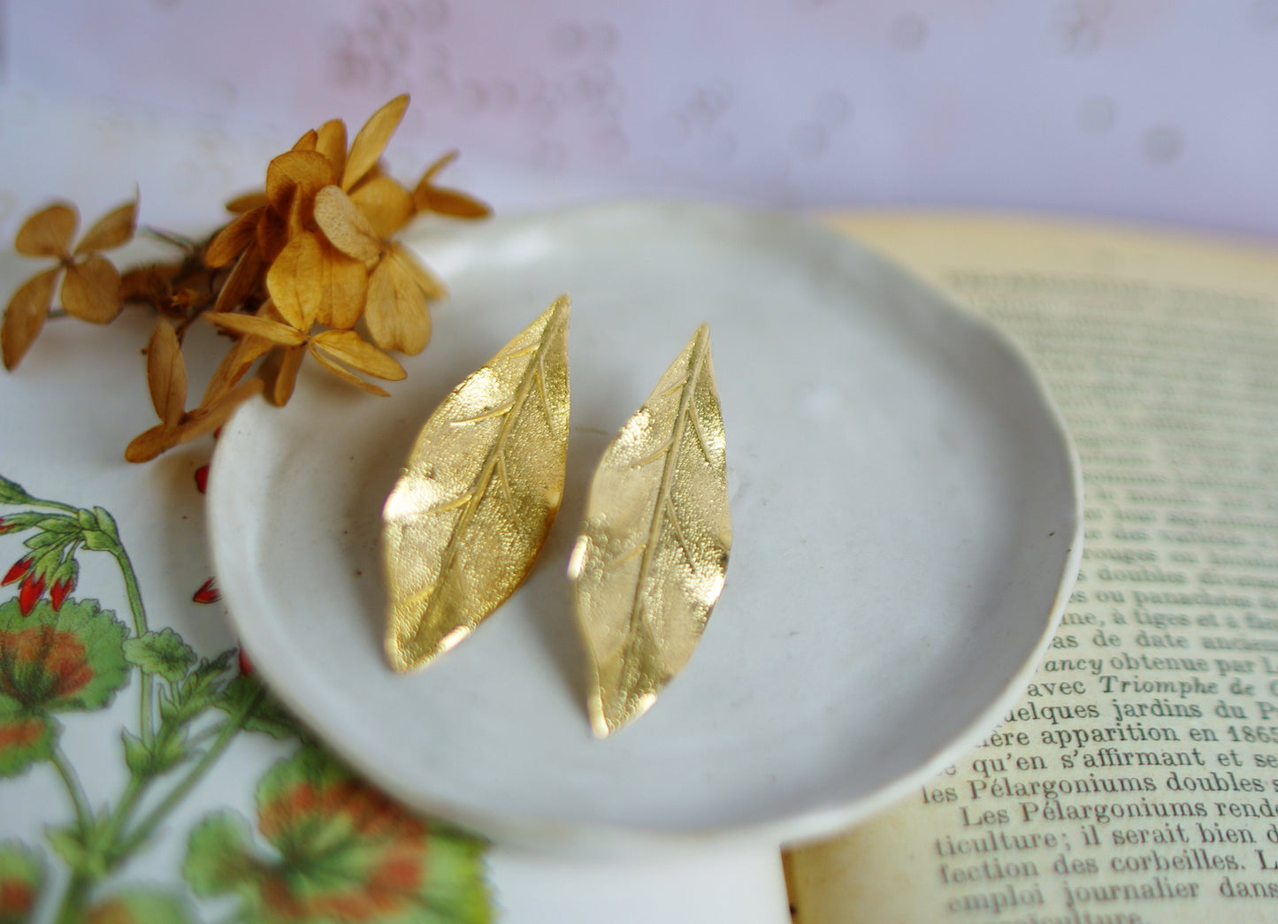 boucles d'oreilles feuilles