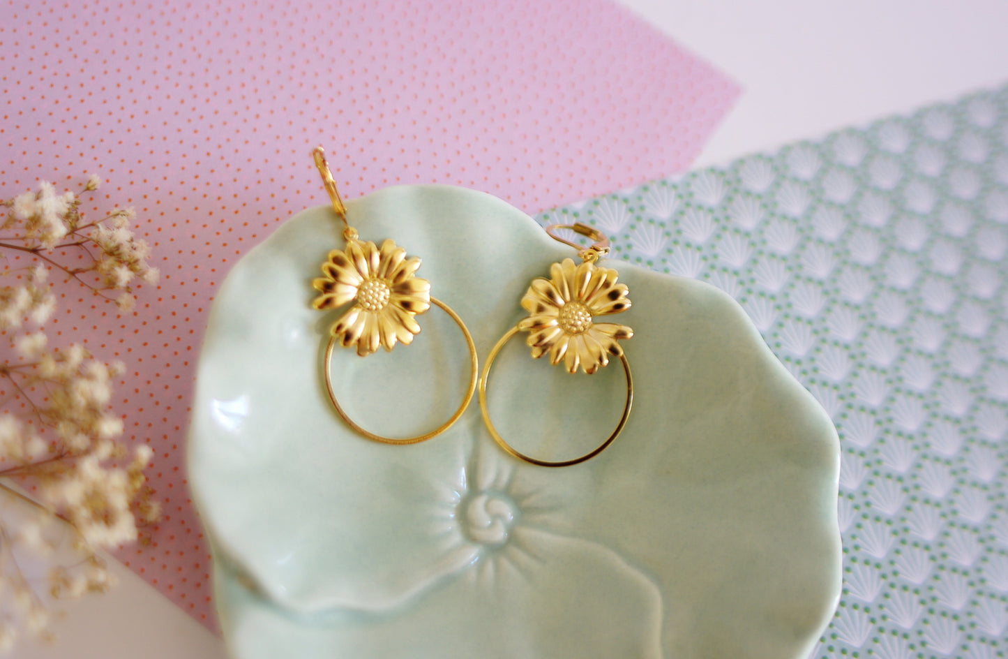 boucles d'oreilles tournesol
