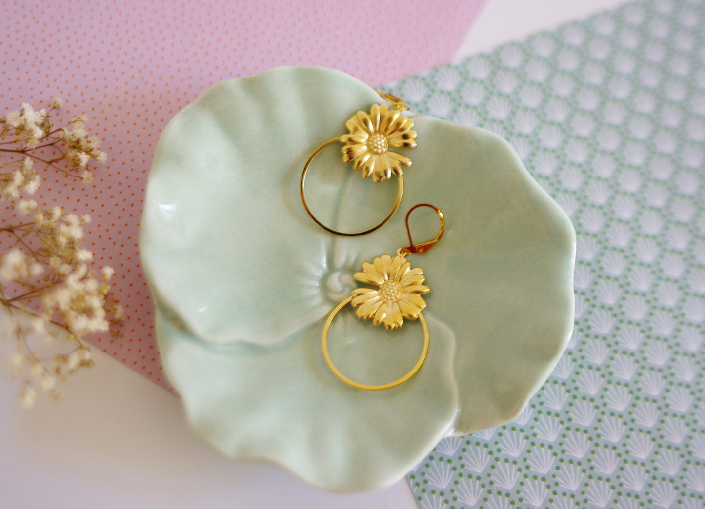 boucles d'oreilles tournesol