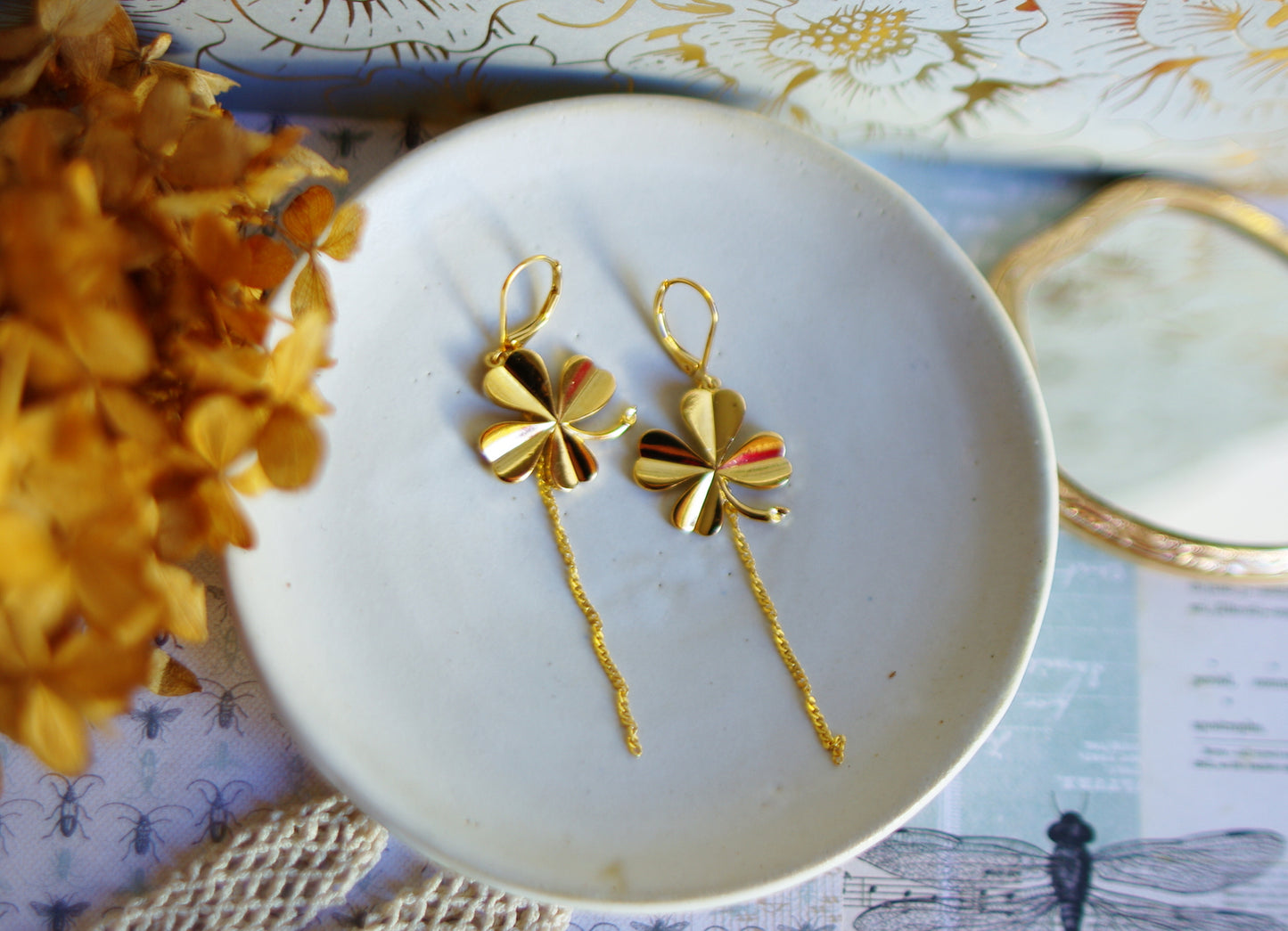 boucles d'oreilles trèfles