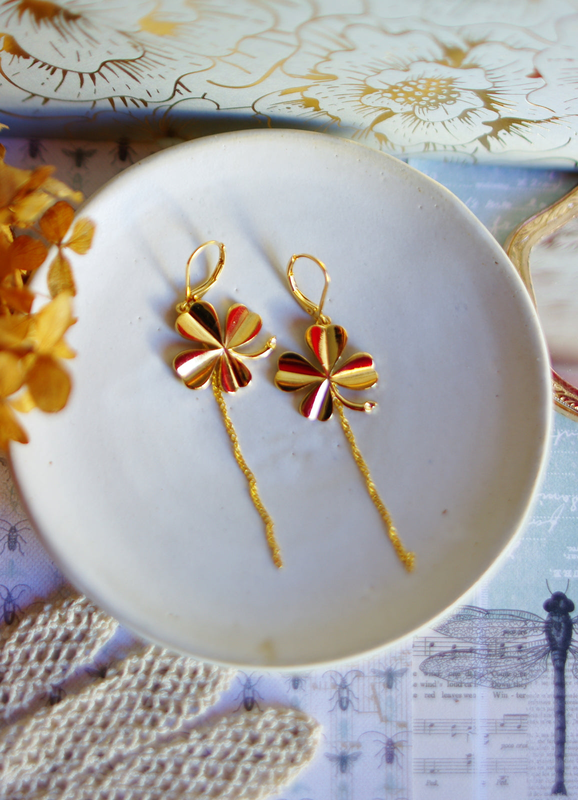 boucles d'oreilles trèfles