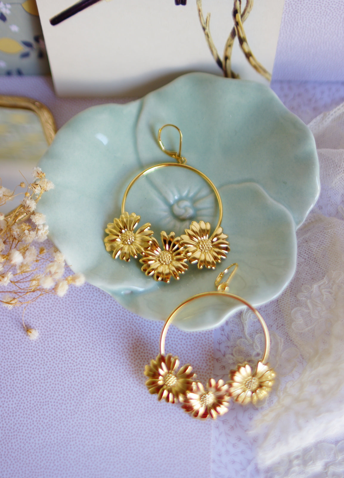 boucles d'oreilles tournesols