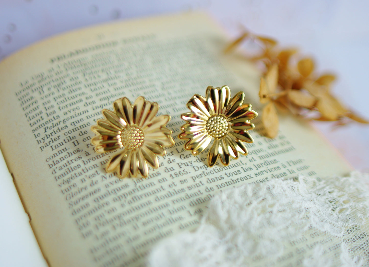 boucles d'oreilles tournesols