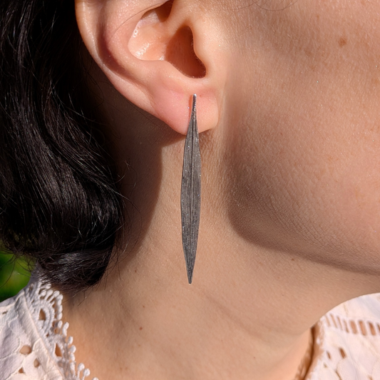 Boucles d’oreilles Feuilles , métal argenté