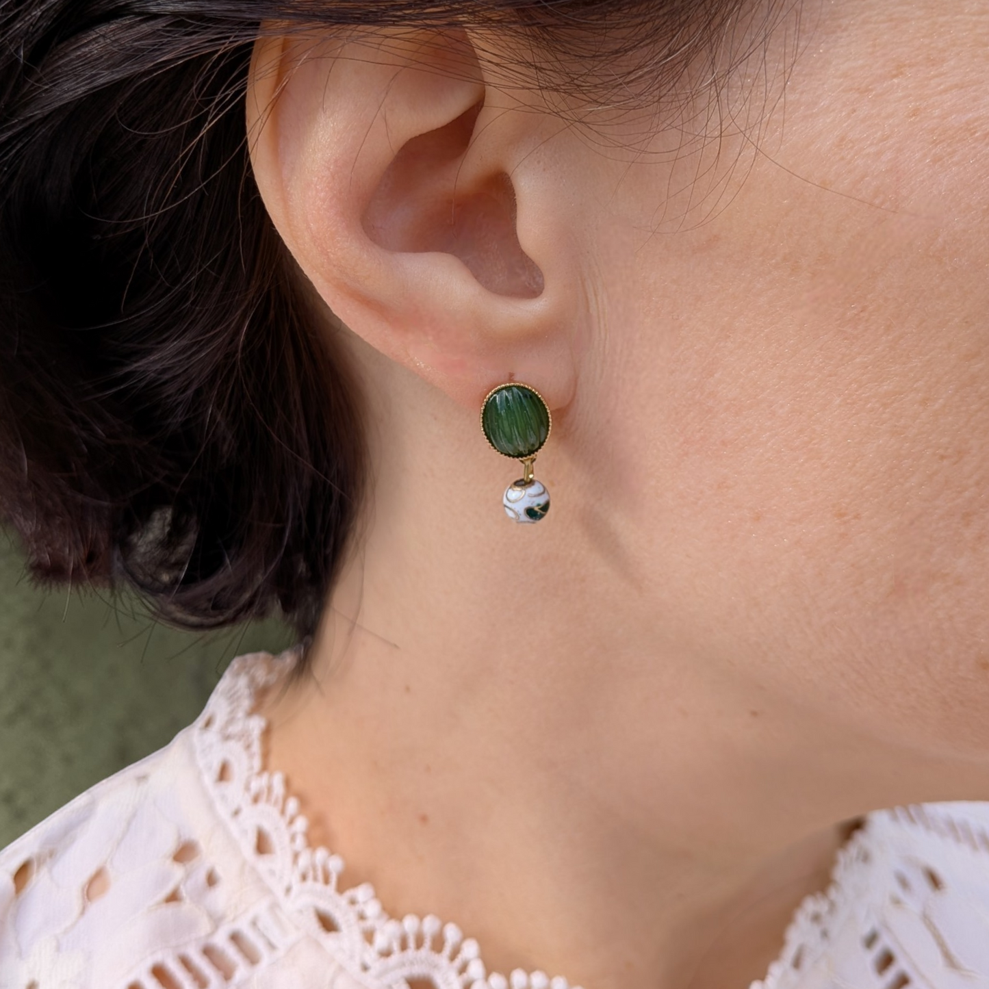 boucles d'oreilles Rosée verte