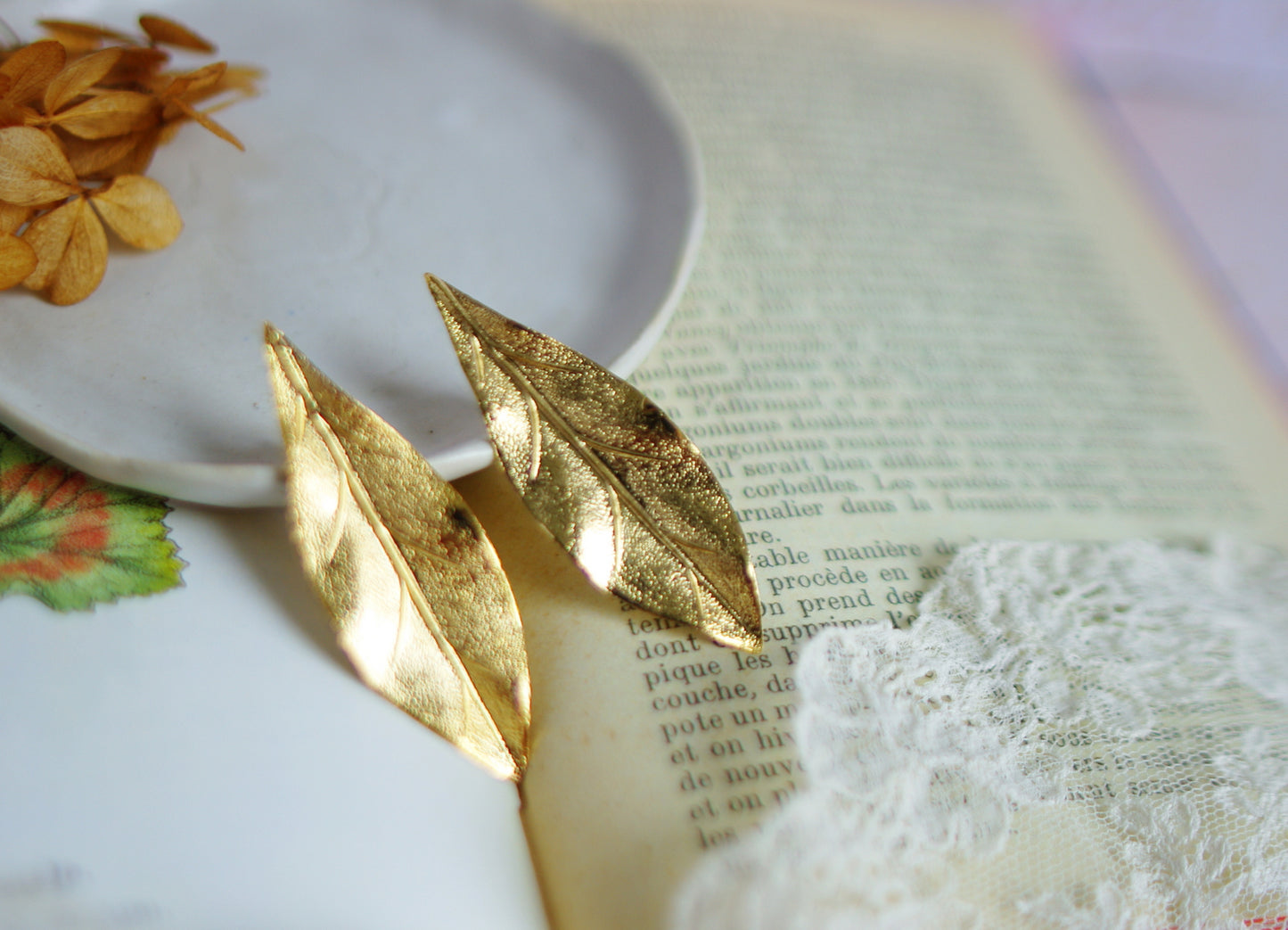 boucles d'oreilles feuilles