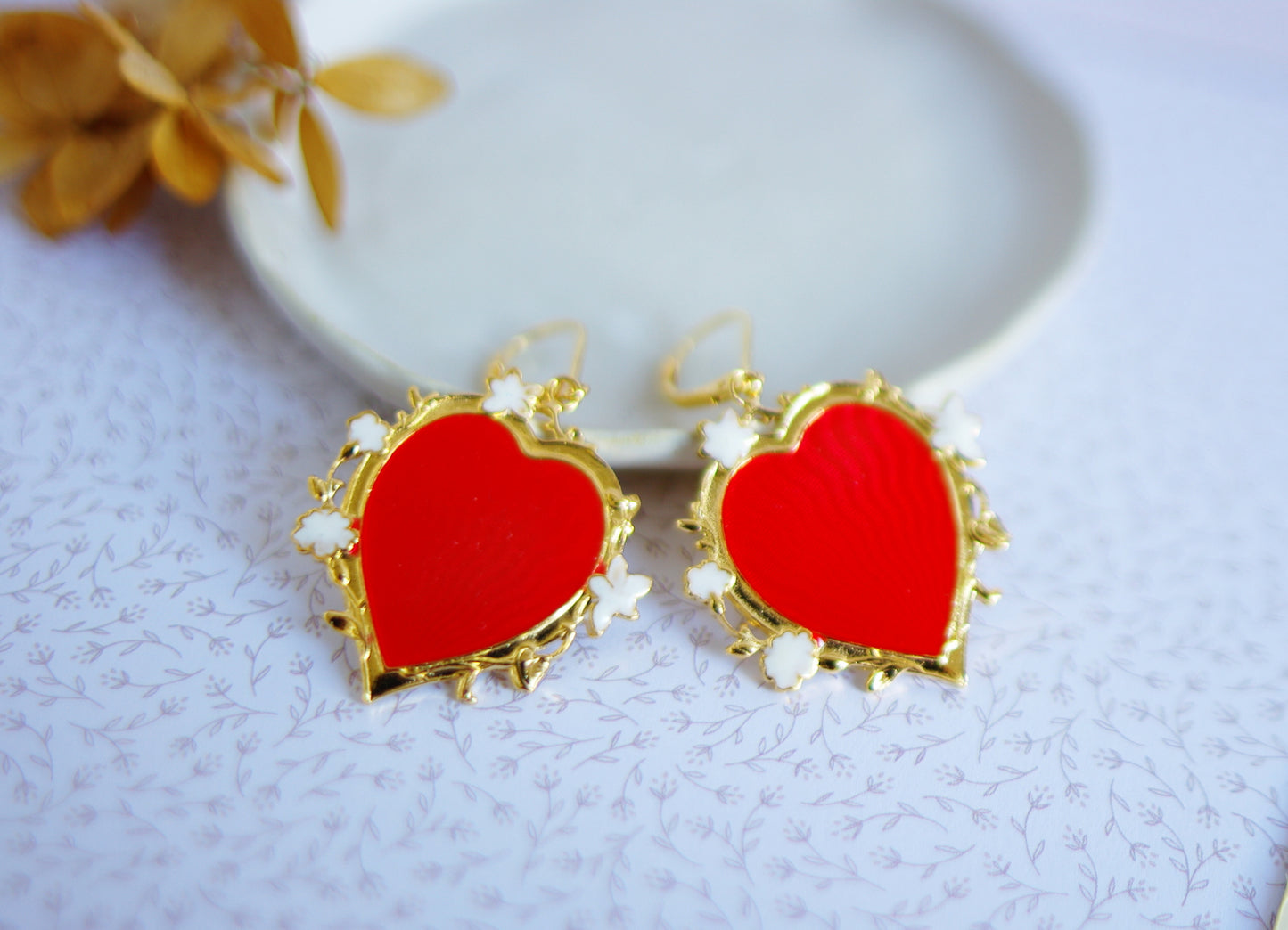 boucles d'oreilles coeurs baroque