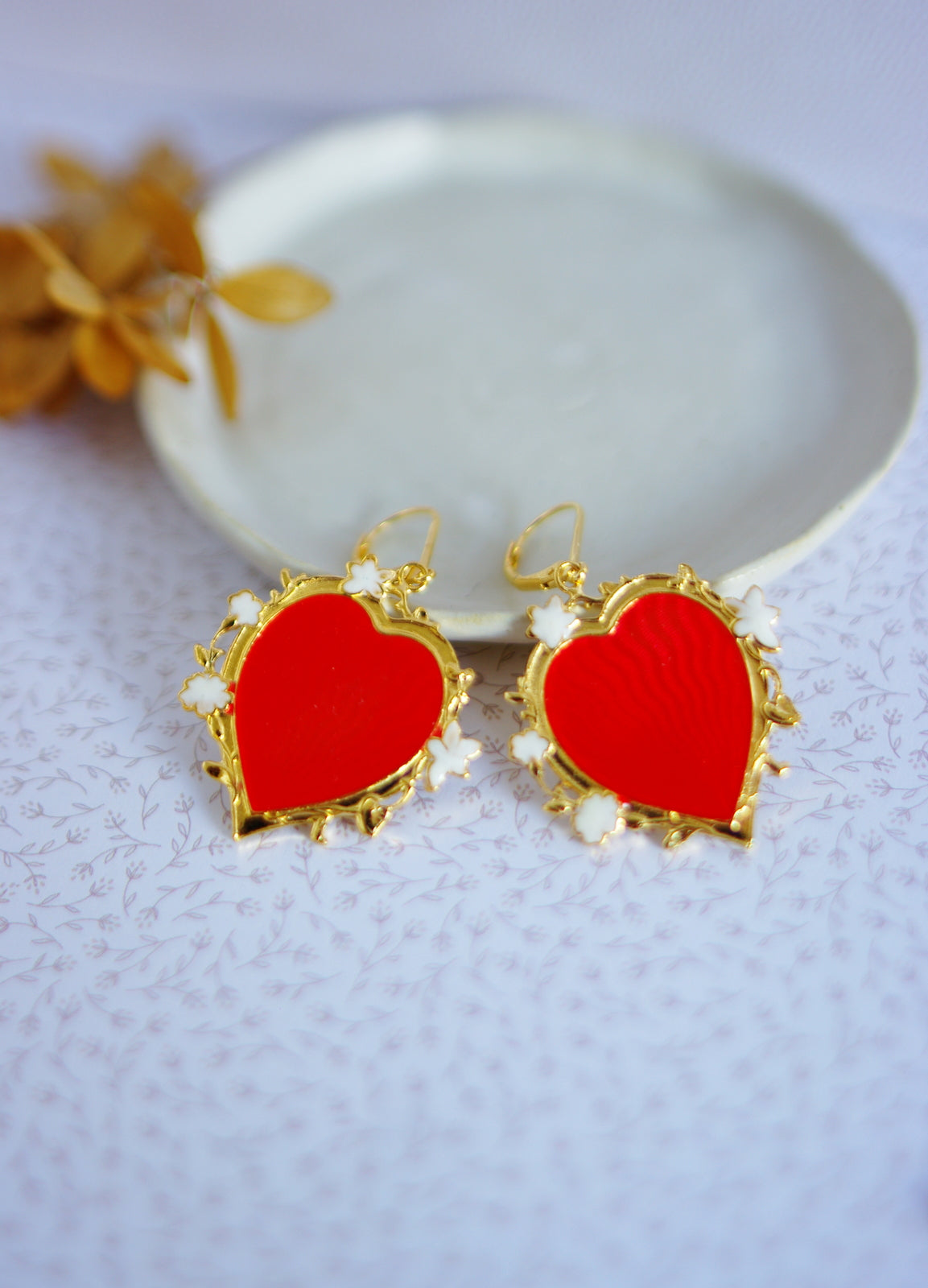 boucles d'oreilles coeurs baroque