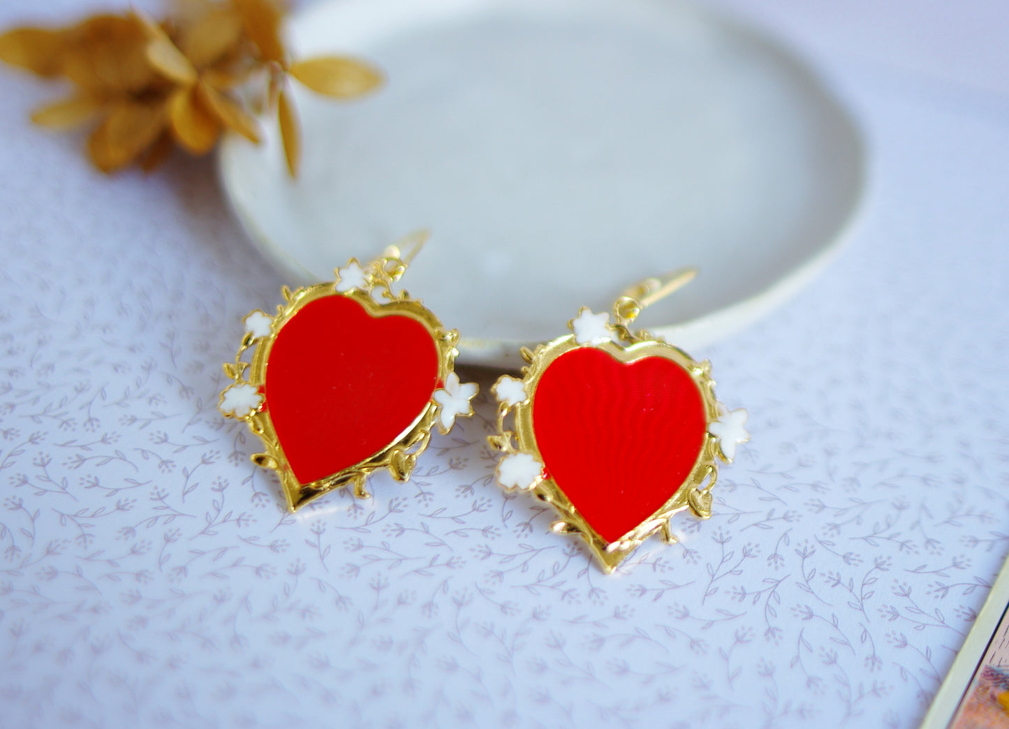 boucles d'oreilles coeurs baroque