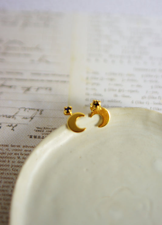 Boucles d’oreilles lune et son étoile