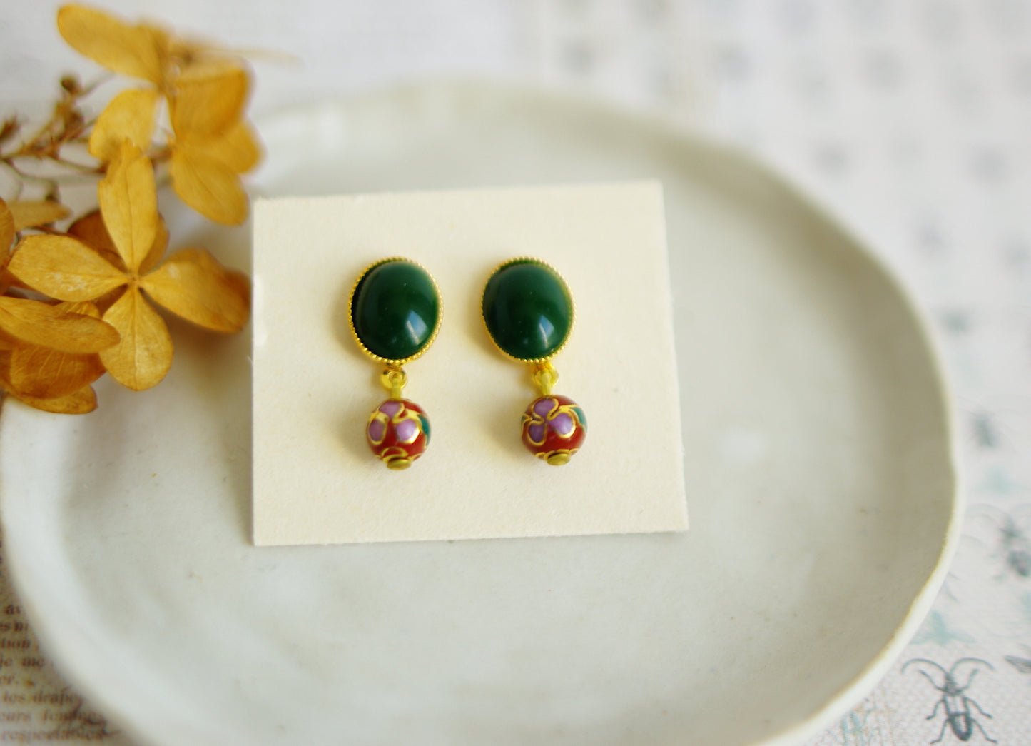 boucles d'oreilles Rosée verte