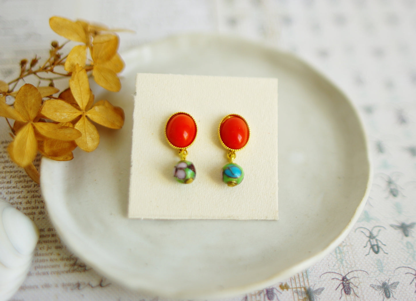 boucles d'oreilles Rosée verte