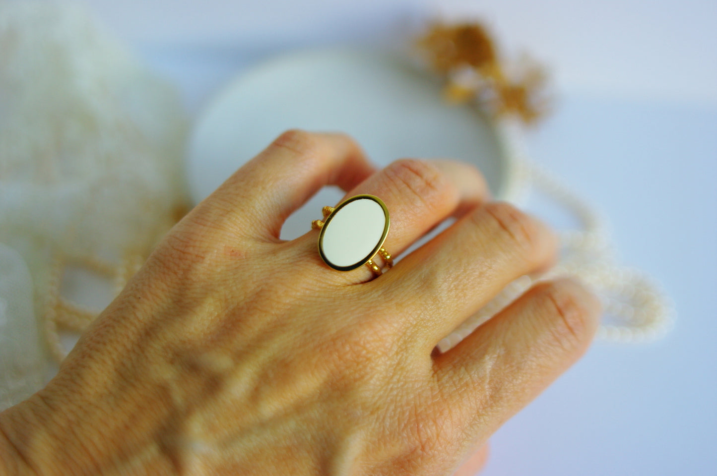 bague ovale réglable