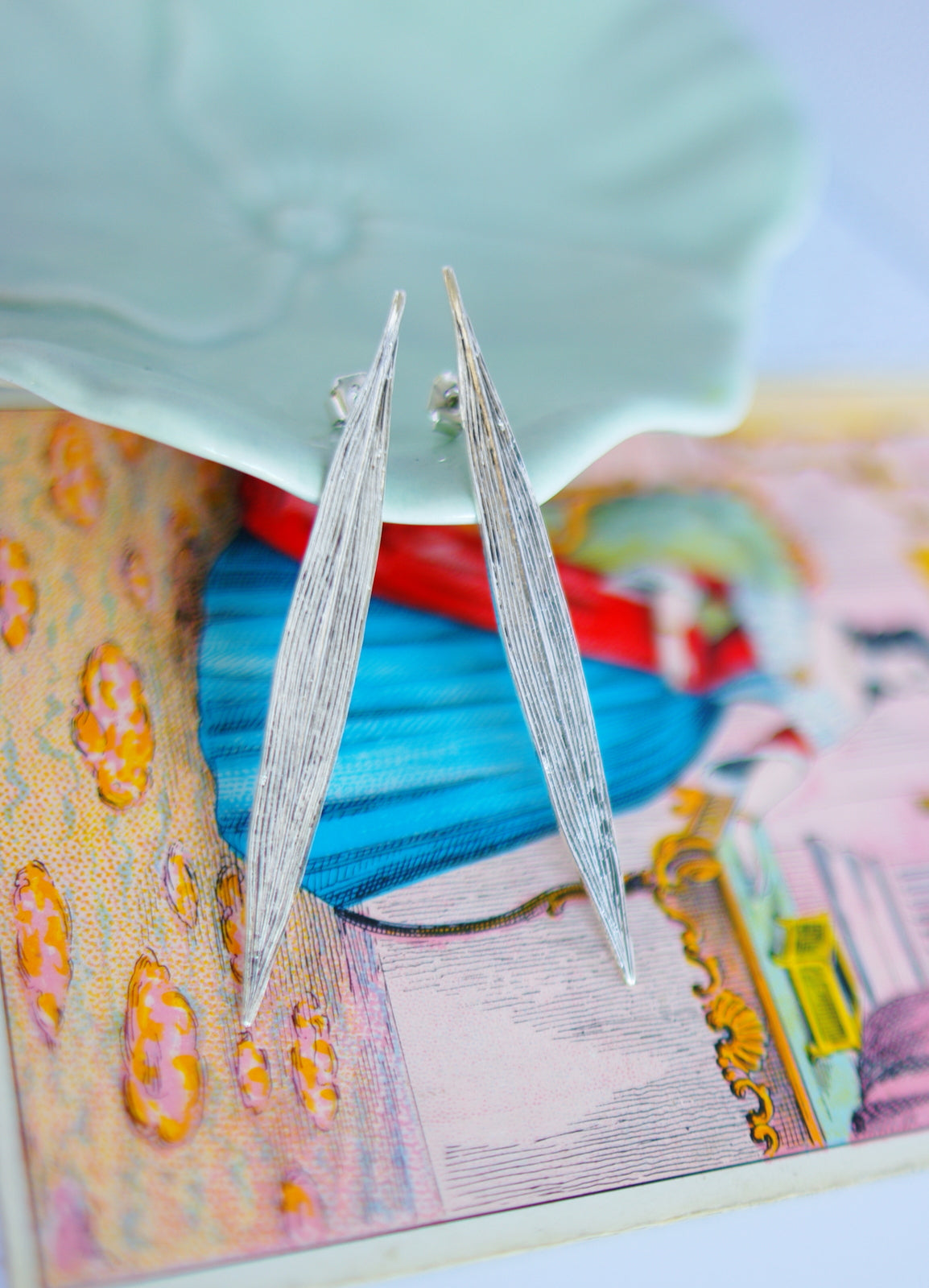 Boucles d’oreilles Feuilles , métal argenté