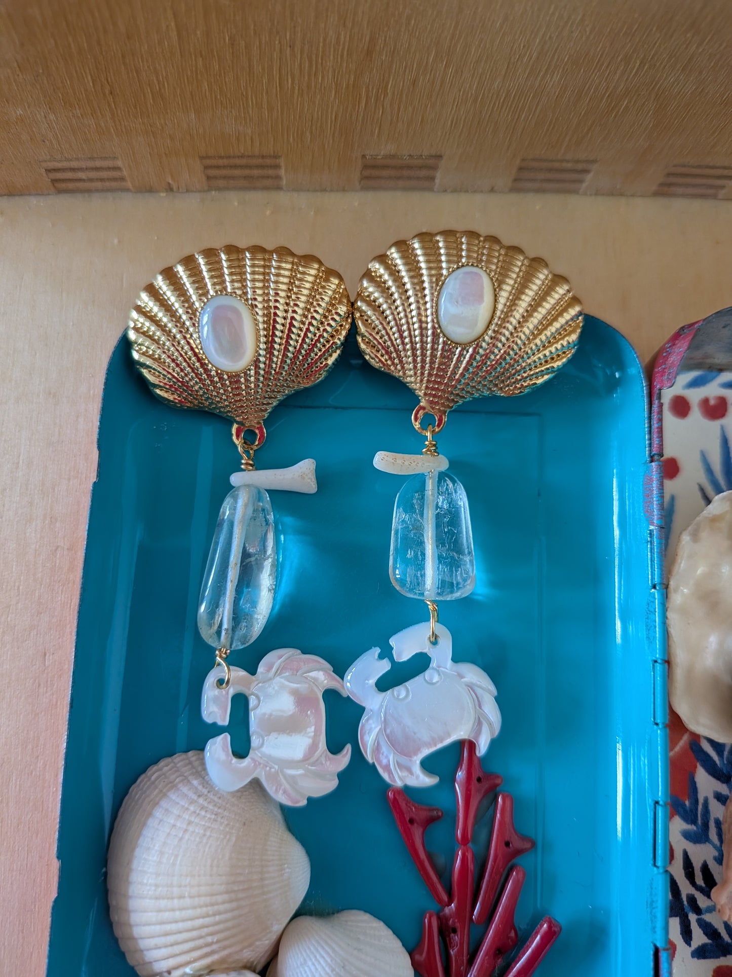 boucles d'oreilles nacre et coquillages