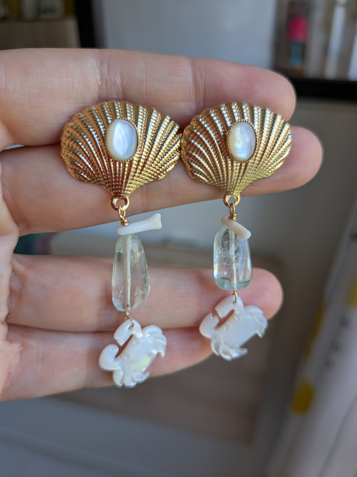 boucles d'oreilles nacre et coquillages