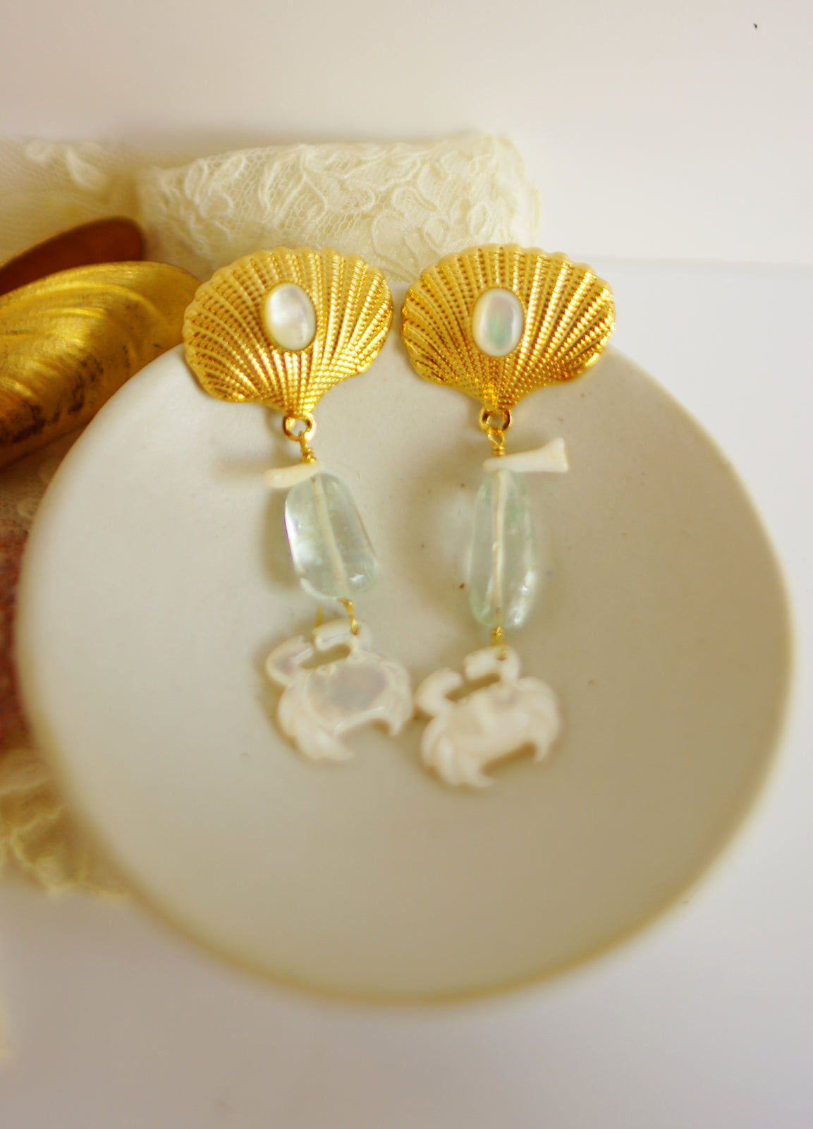 boucles d'oreilles nacre et coquillages