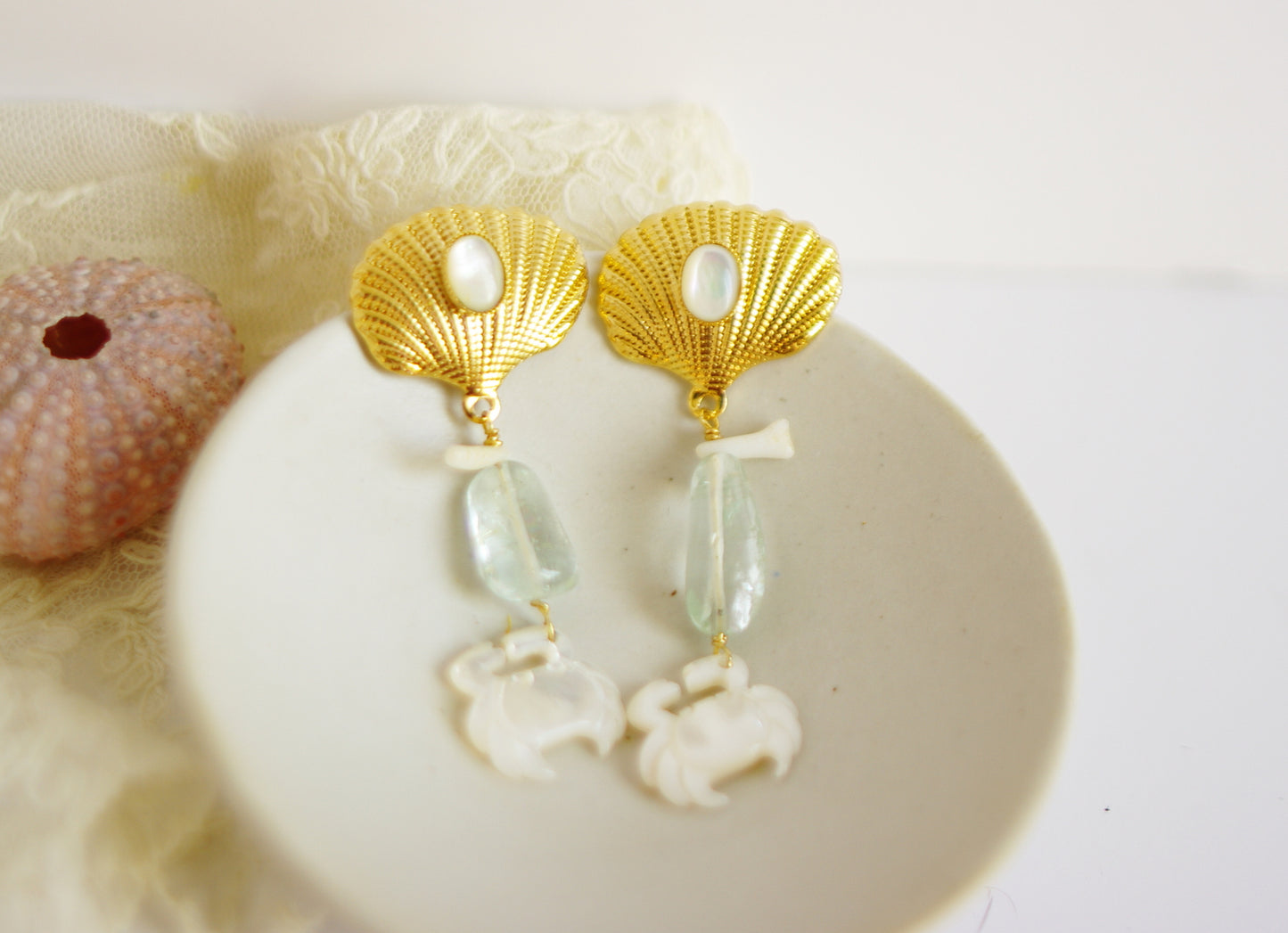 boucles d'oreilles nacre et coquillages