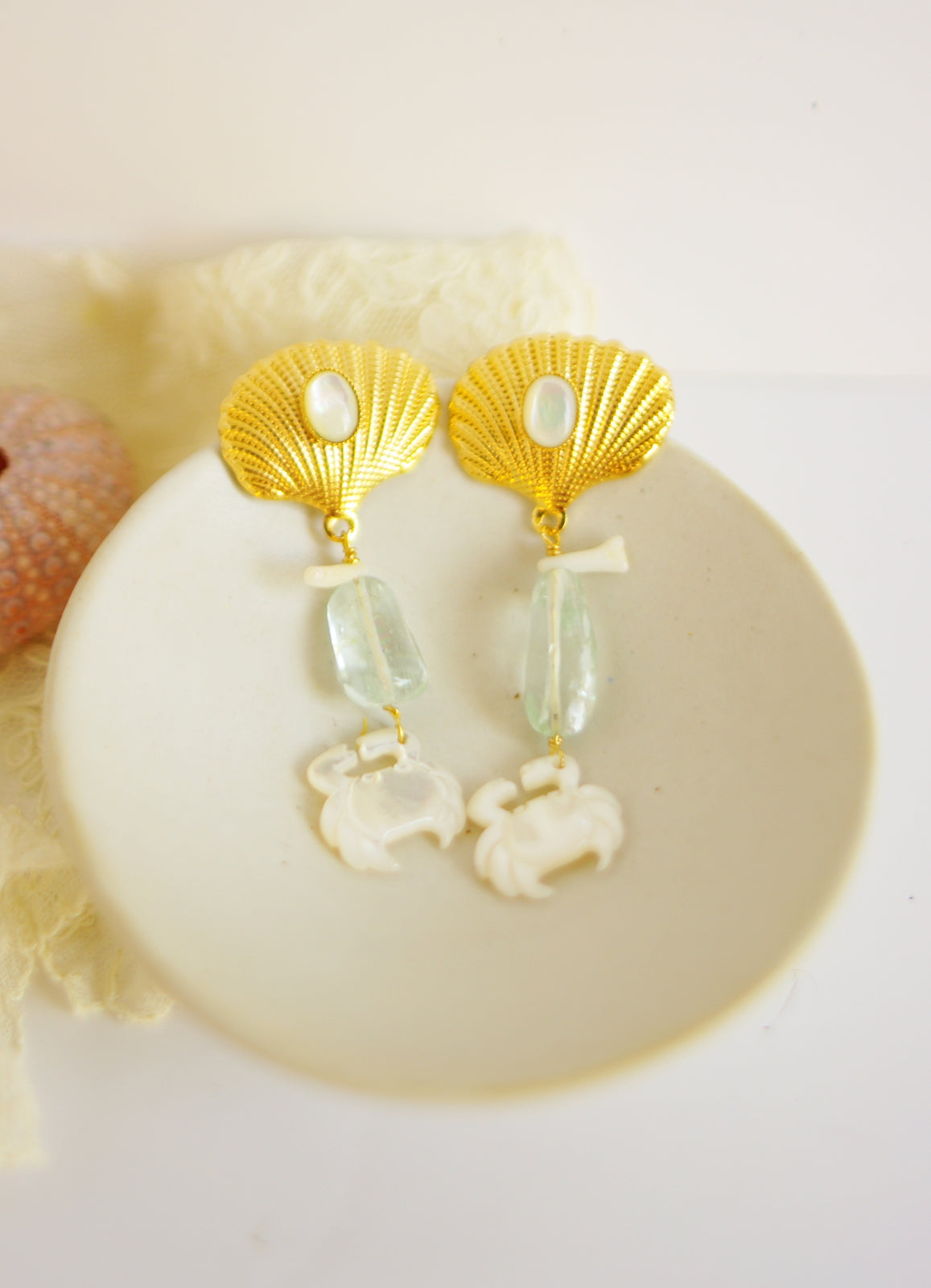 boucles d'oreilles nacre et coquillages