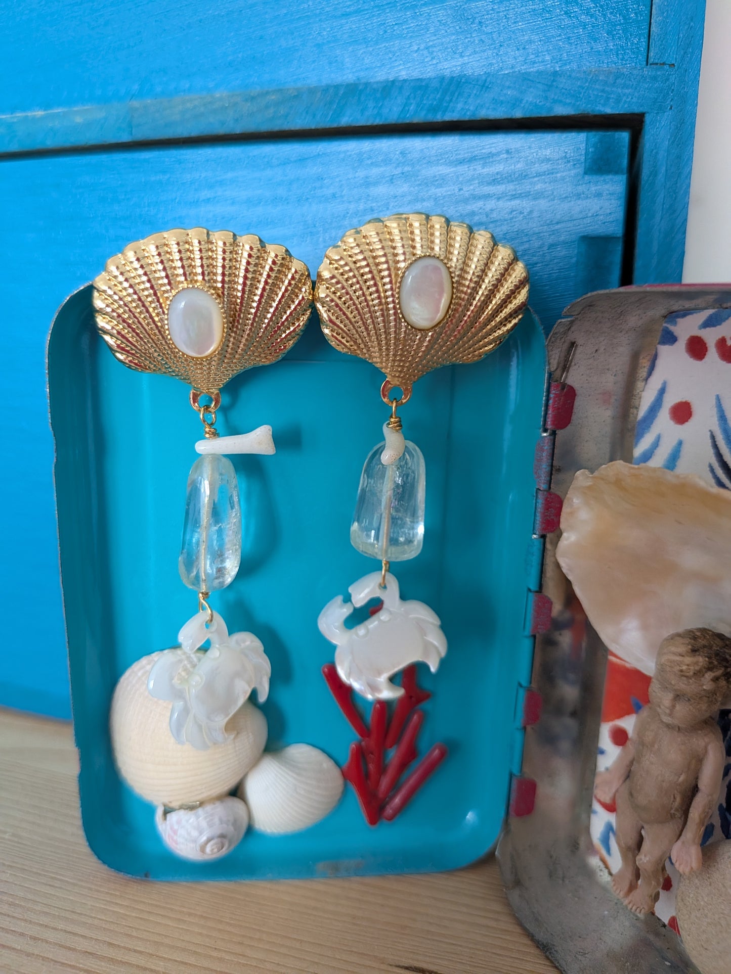 boucles d'oreilles nacre et coquillages