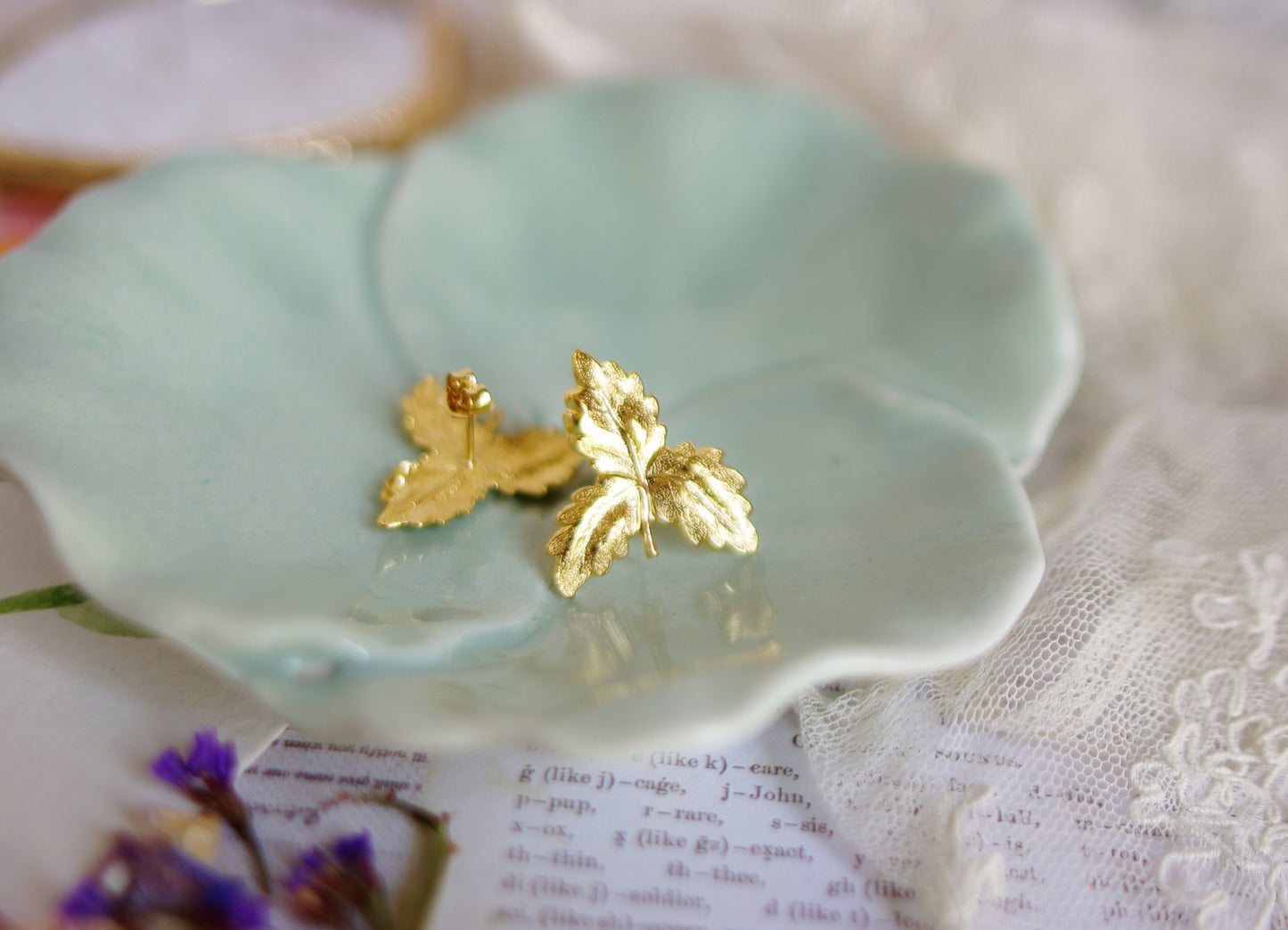 boucles d'oreilles feuilles