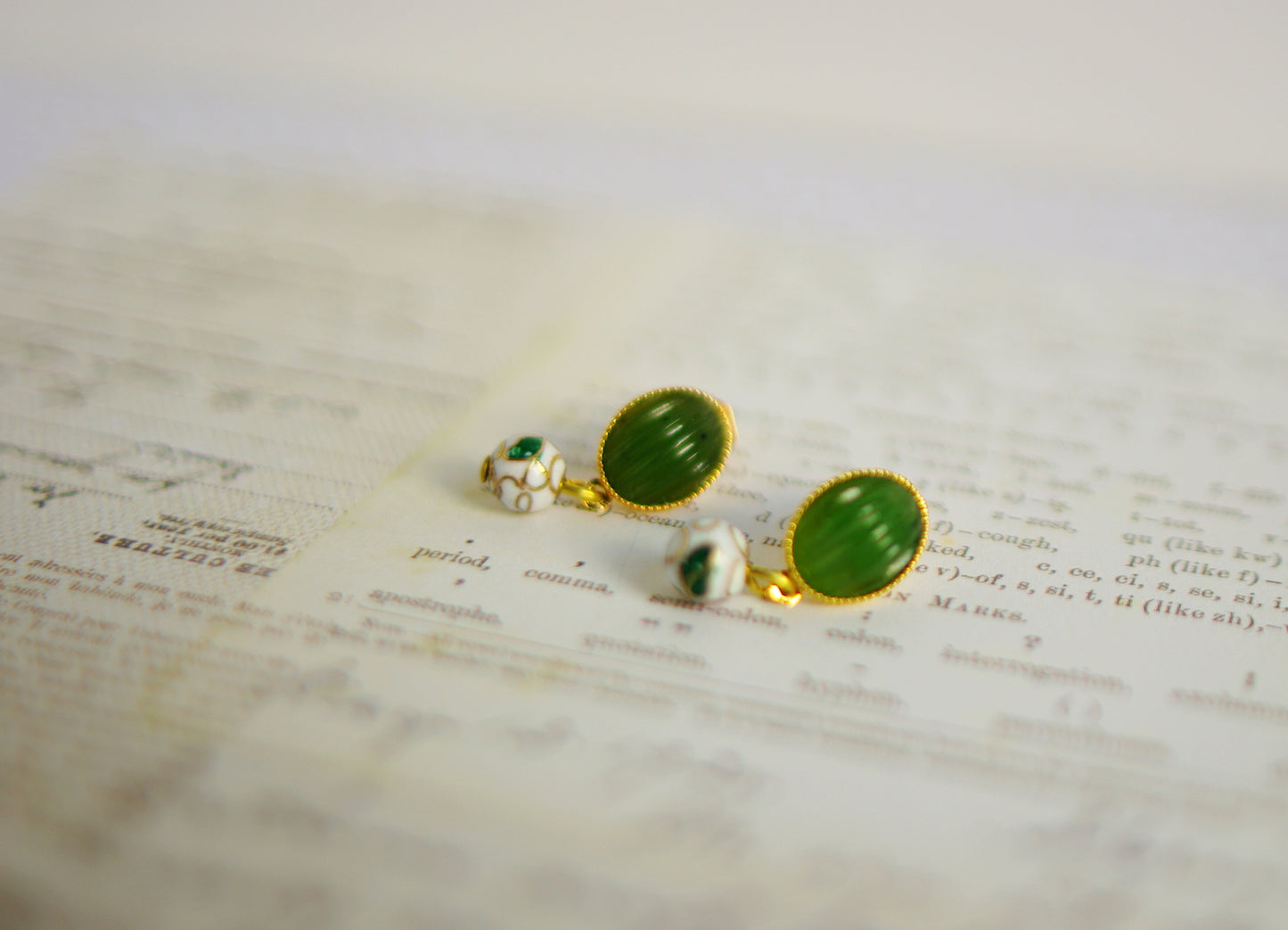 boucles d'oreilles Rosée verte