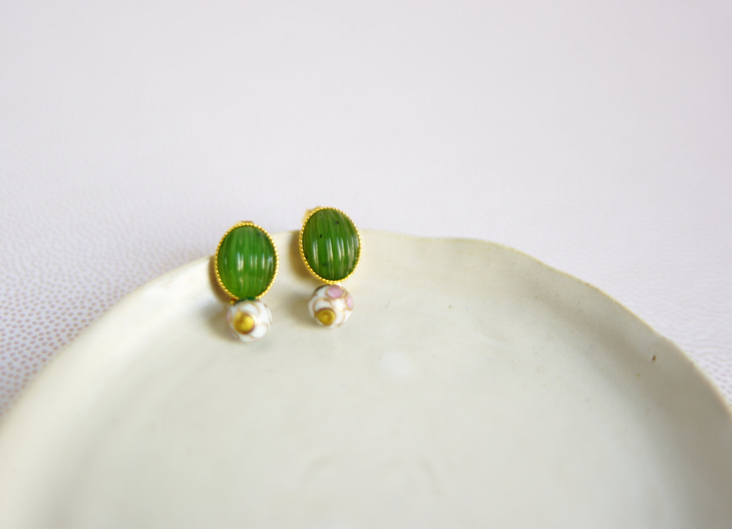 boucles d'oreilles Rosée verte