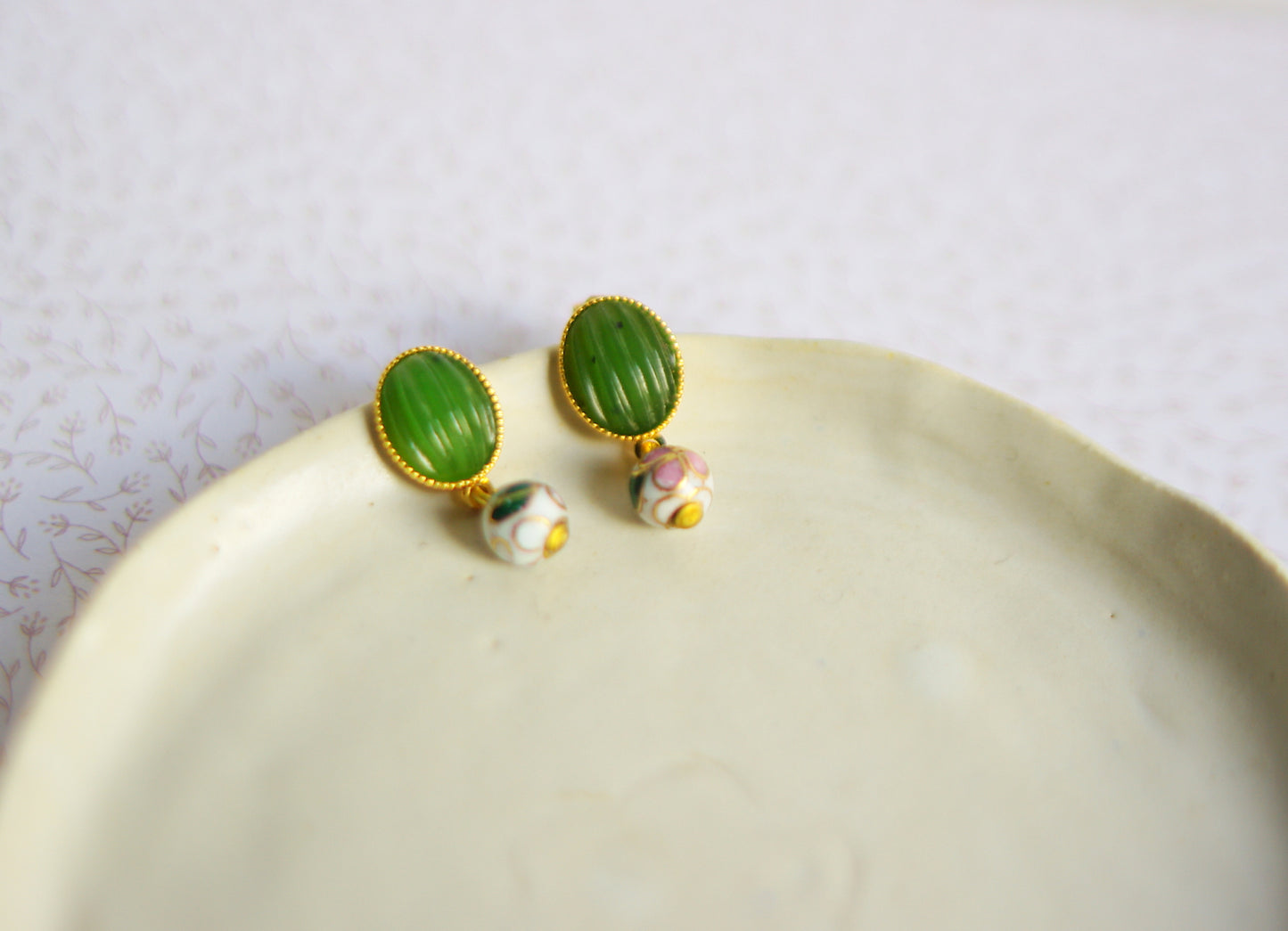 boucles d'oreilles Rosée verte