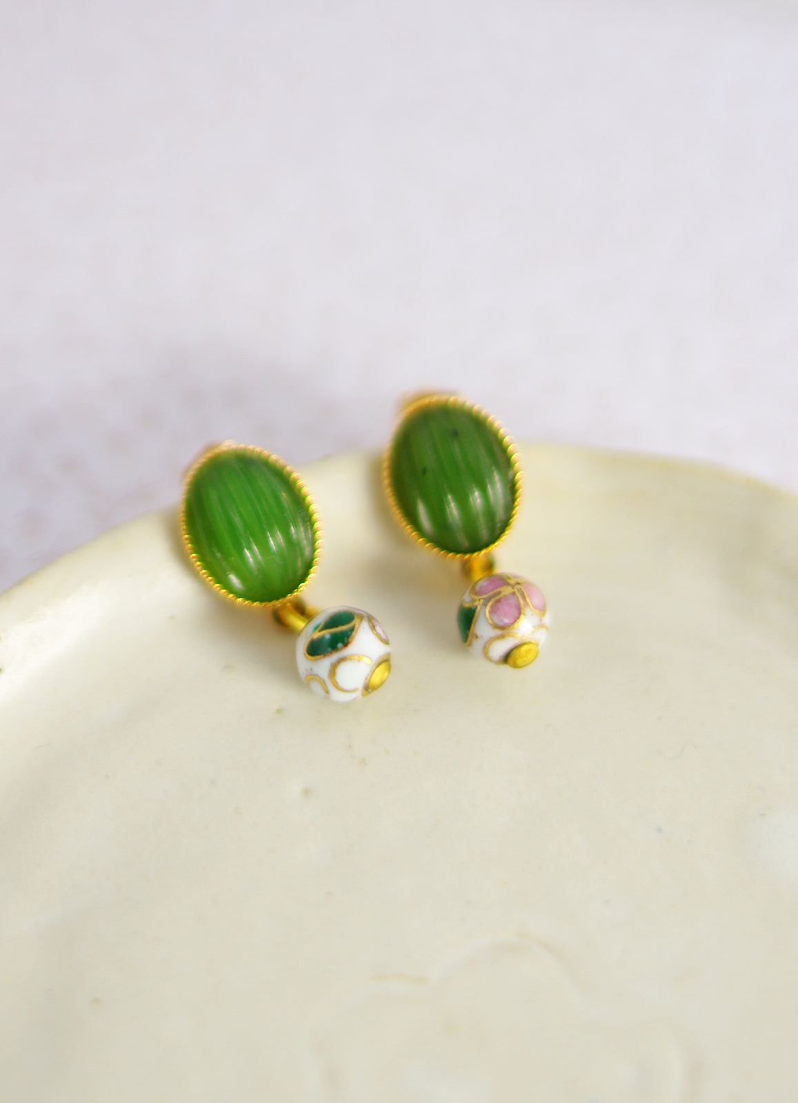 boucles d'oreilles Rosée verte