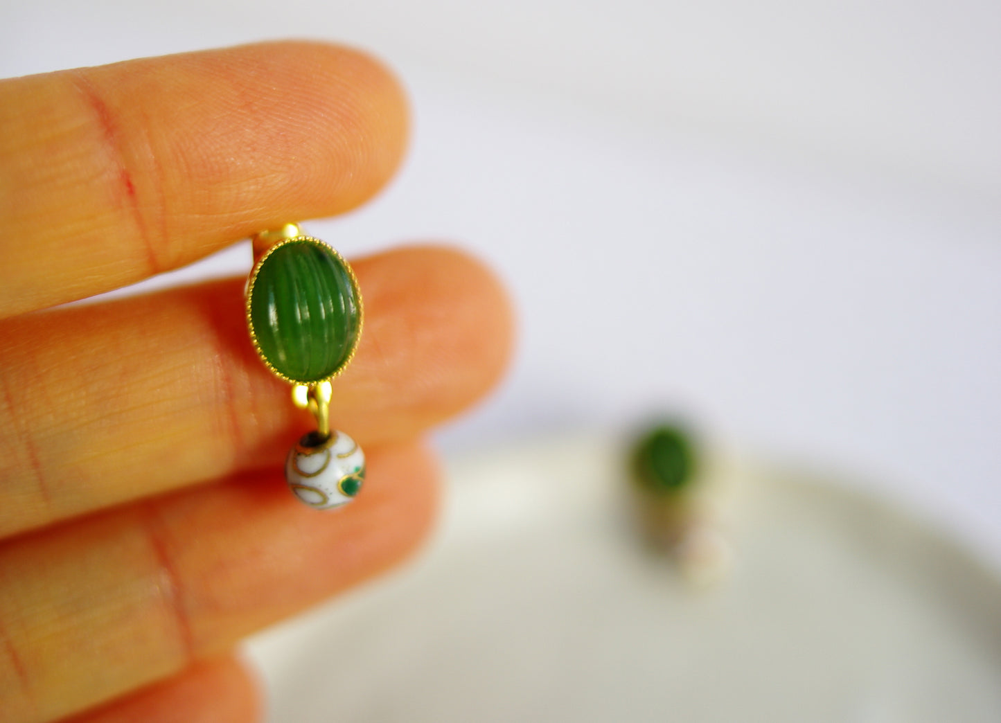 boucles d'oreilles Rosée verte