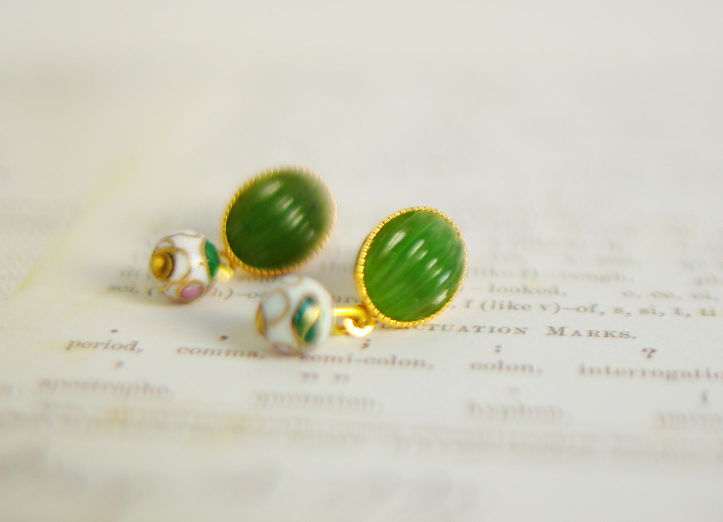 boucles d'oreilles Rosée verte