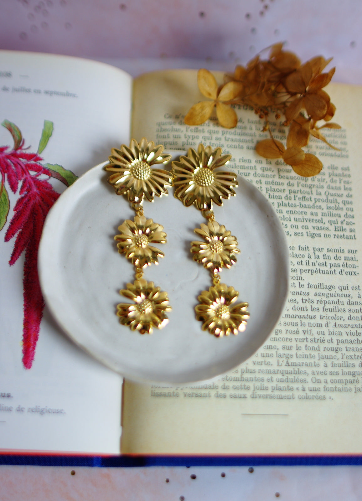 boucles d'oreilles trio de tournesols