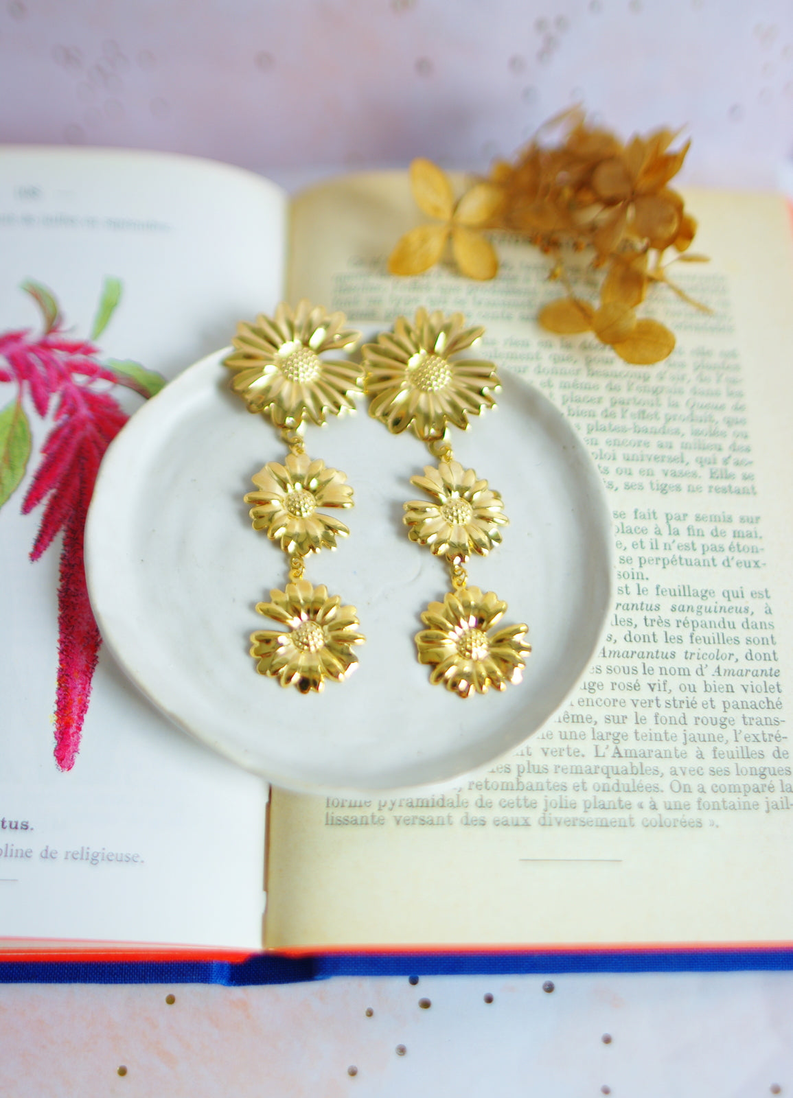 boucles d'oreilles trio de tournesols