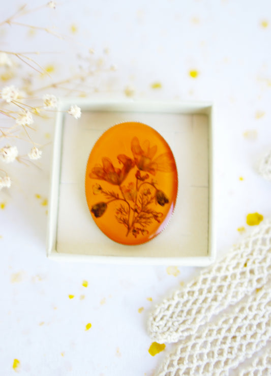 broche fleurs séchées vintage