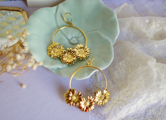 boucles d'oreilles tournesols