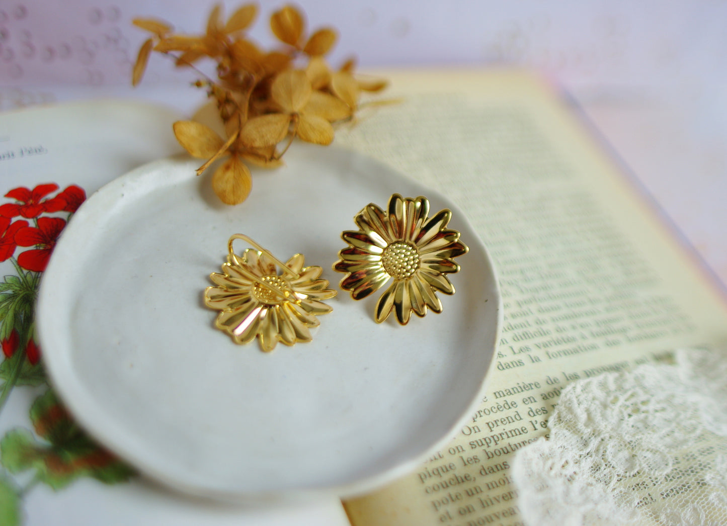 boucles d'oreilles tournesols