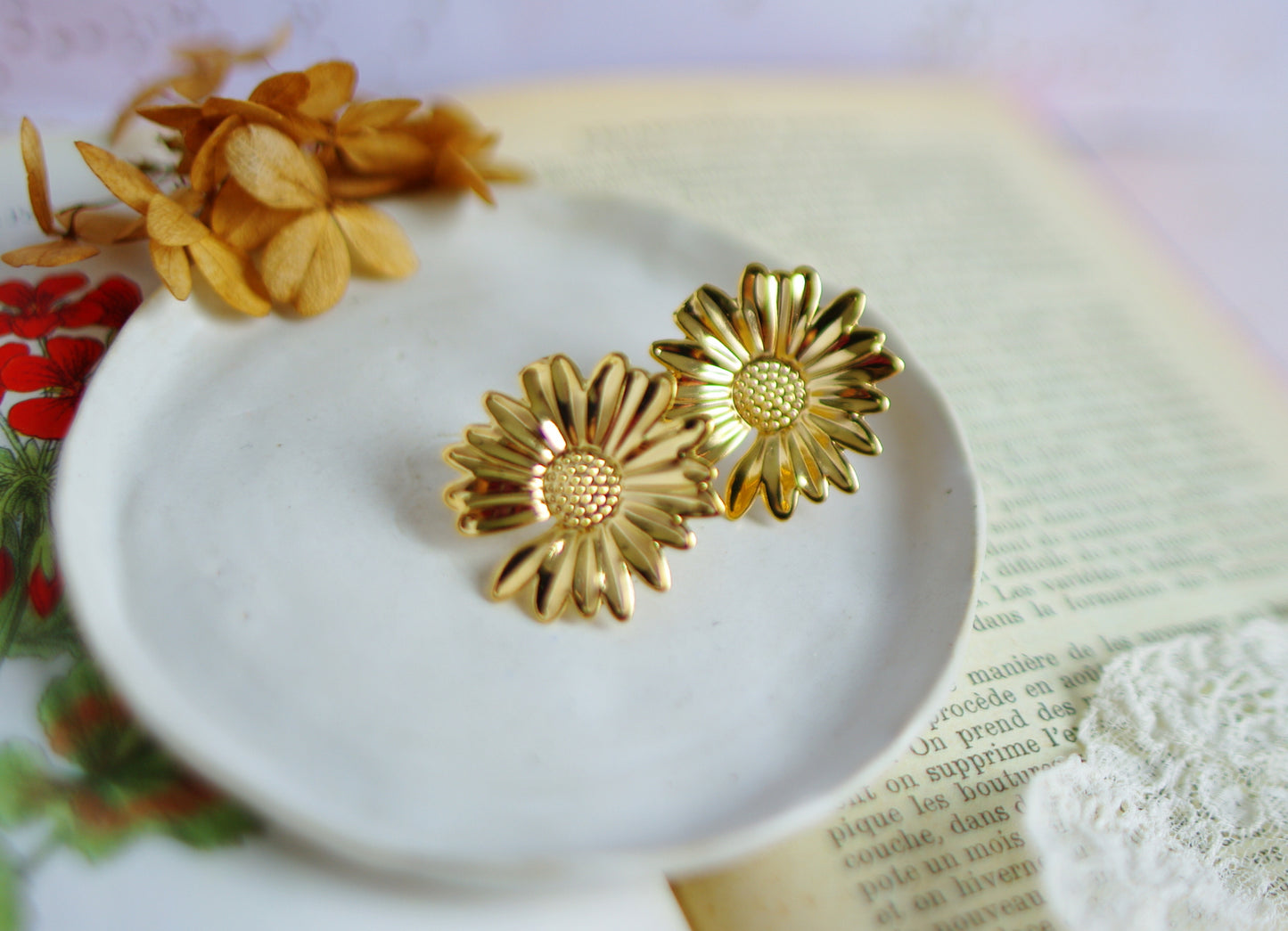 boucles d'oreilles tournesols