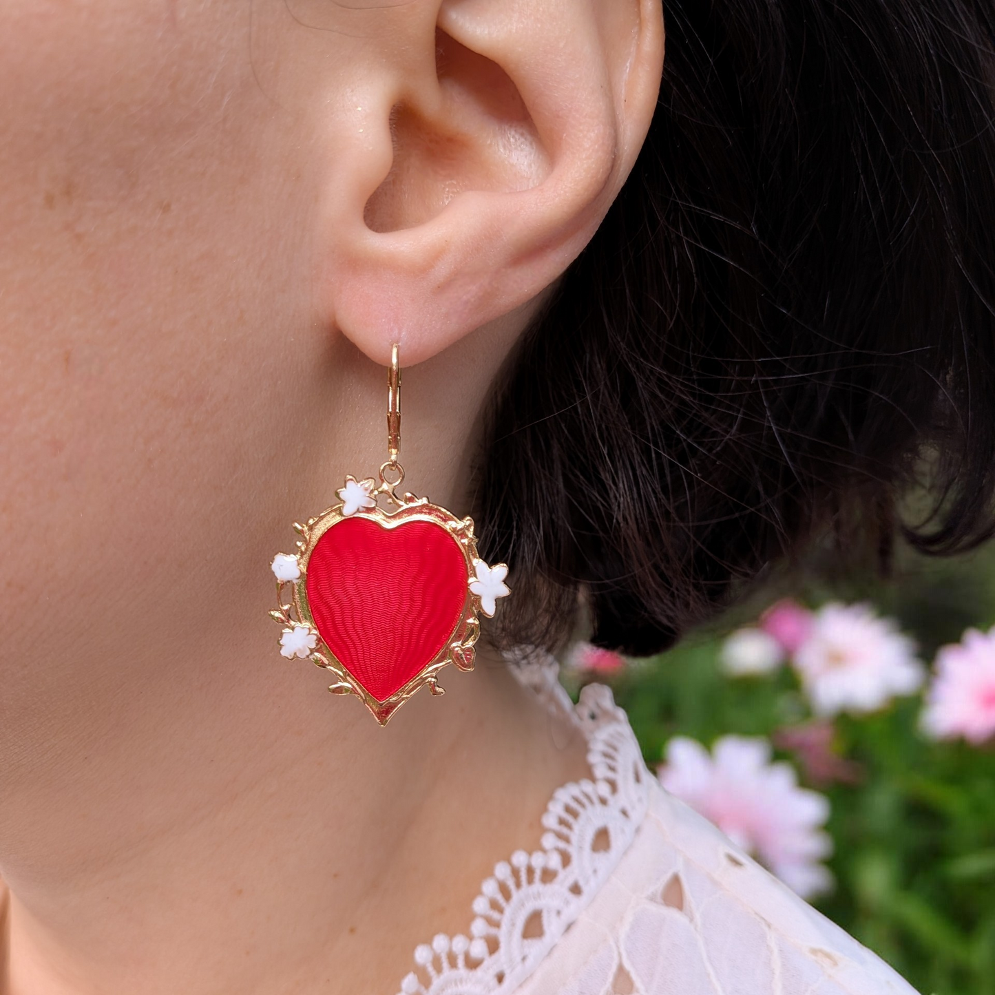 boucles d'oreilles coeurs baroque